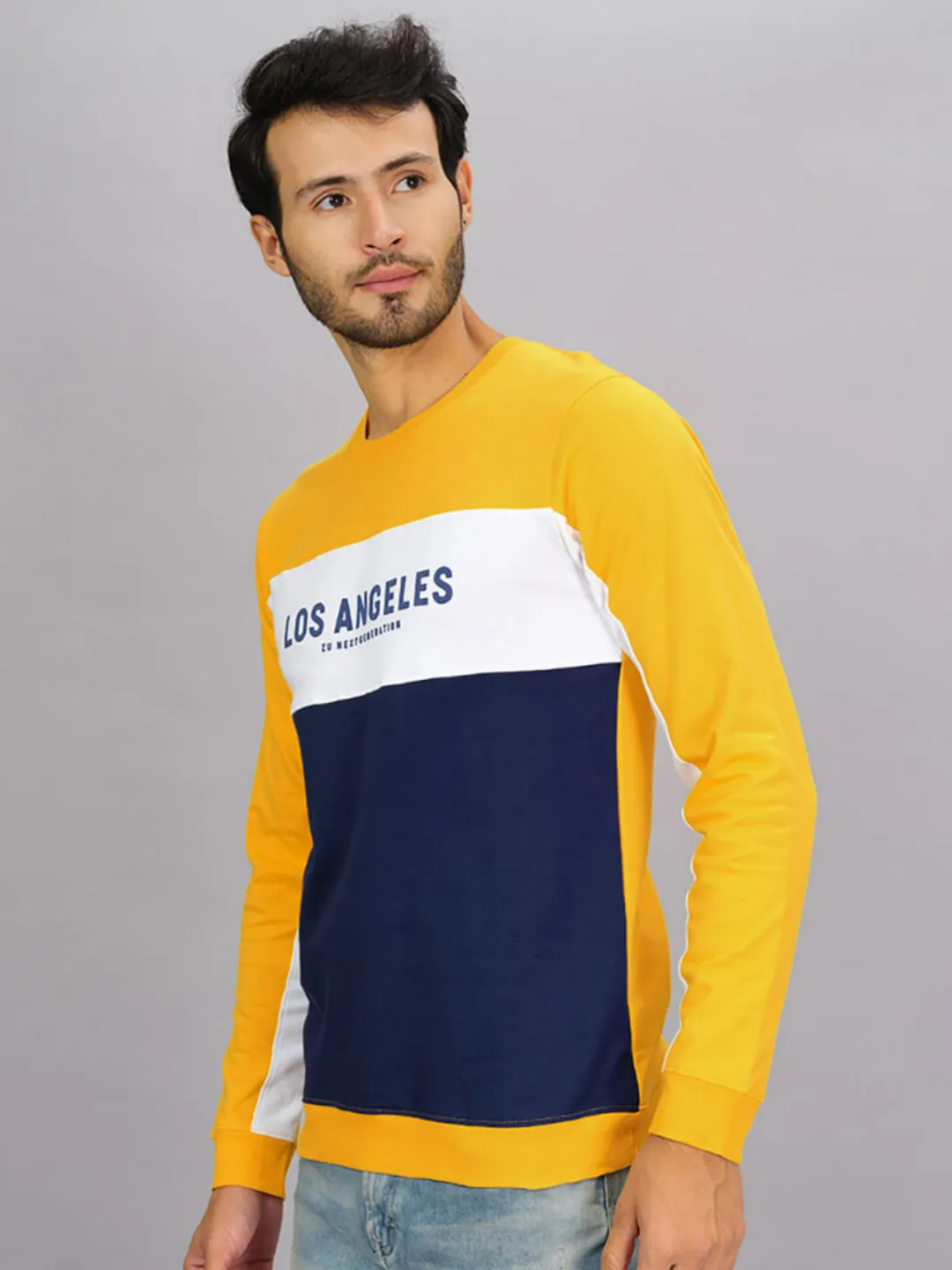 100% Cotton Color Blocked Full Sleeve Sweatshirt