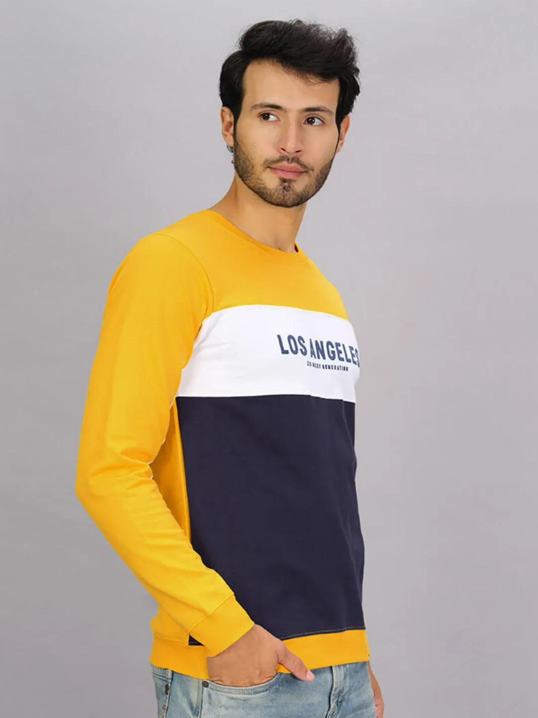 100% Cotton Color Blocked Full Sleeve Sweatshirt