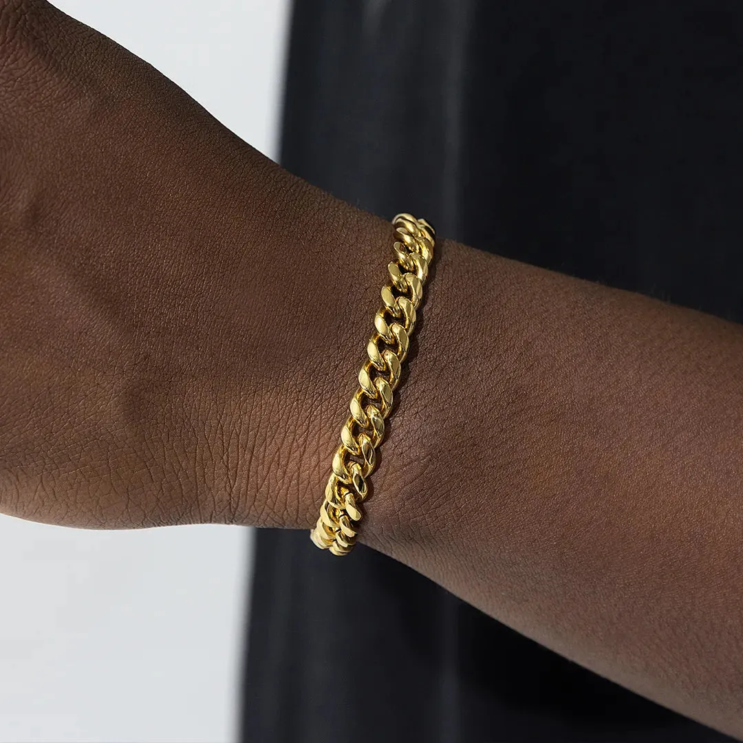 8mm Miami Cuban Link Bracelet in Yellow Gold