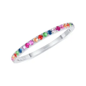 14K Gold Rainbow Multi Stone Band