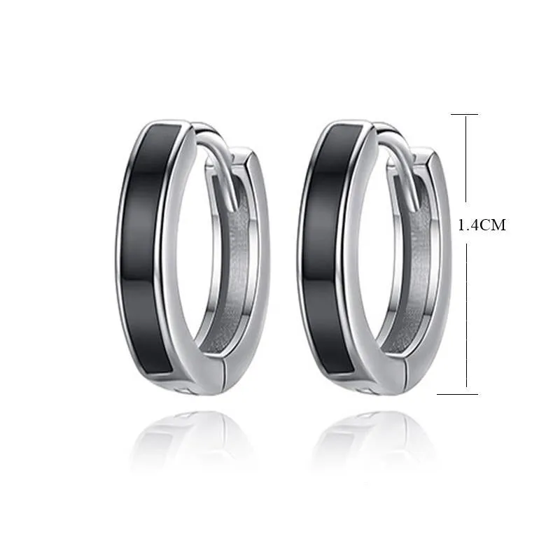 Black Rhodium-Plated 925 Sterling Silver Hip-Hop Hoop Earrings