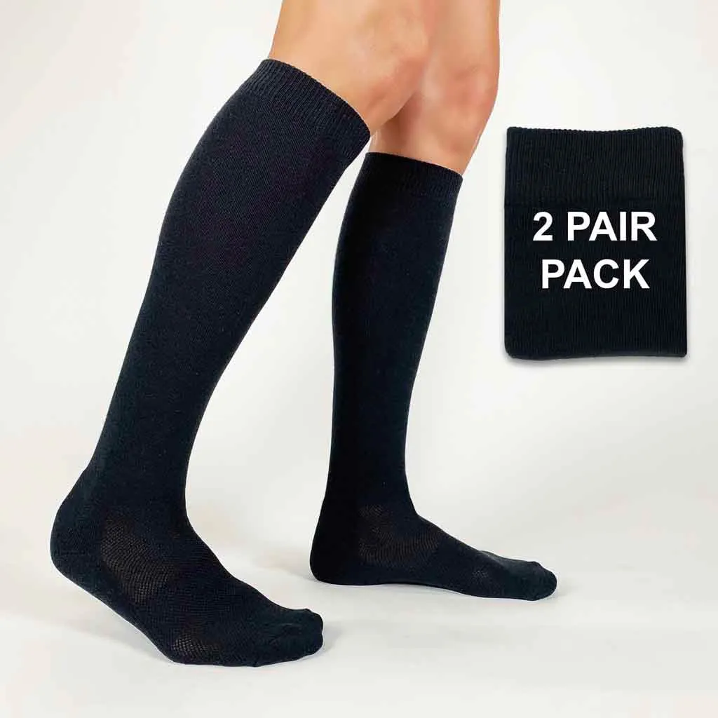 2 Pack of Navy Blue Cotton Sport Knee High Sock Basics