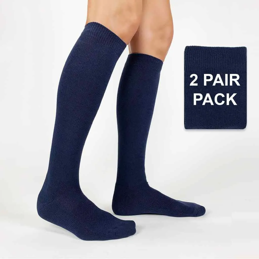 2 Pack of Navy Blue Cotton Sport Knee High Sock Basics