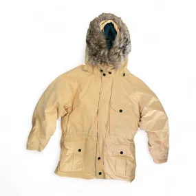 90s Nautica Butter Yellow Down Parka Fox Trim Hood