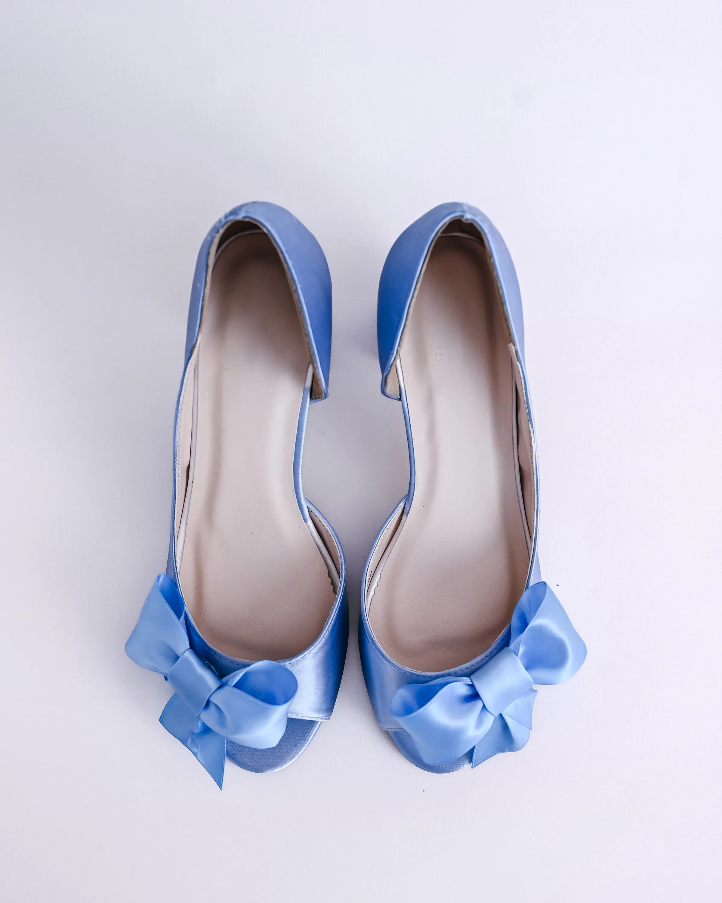 Joy Cornflower Blue Wedding Shoes with Matching Bow on the Toe