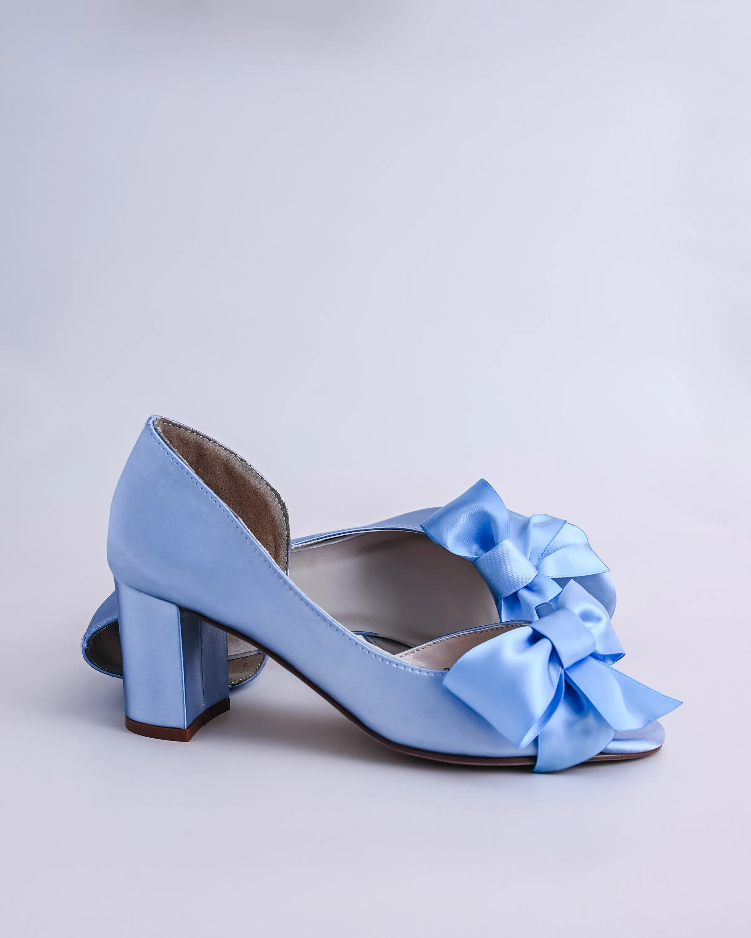 Joy Cornflower Blue Wedding Shoes with Matching Bow on the Toe