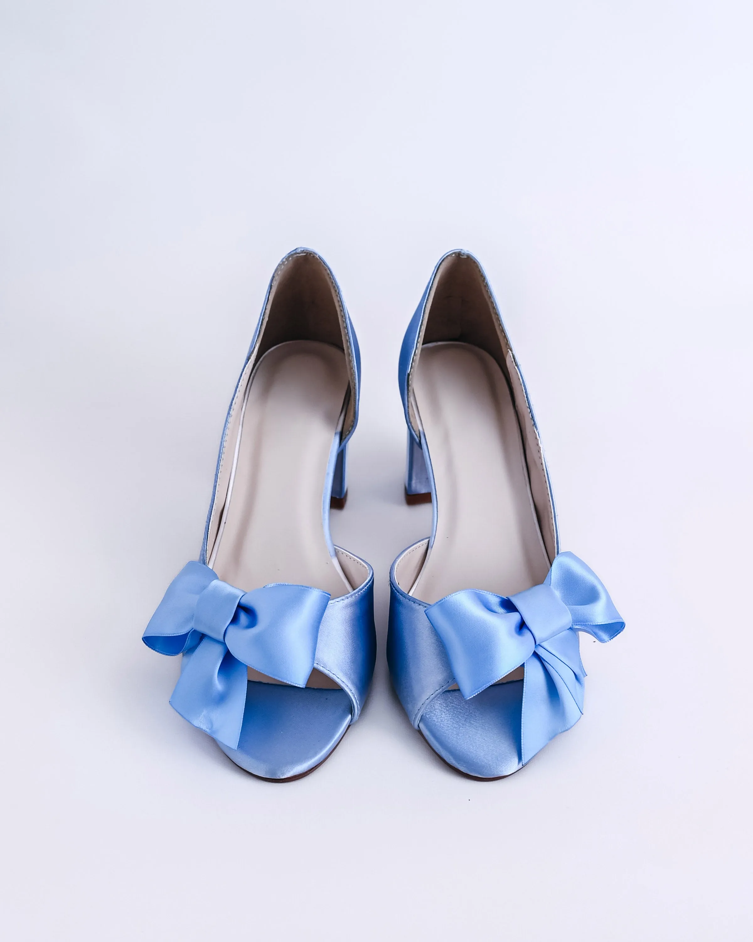 Joy Cornflower Blue Wedding Shoes with Matching Bow on the Toe