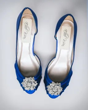 Abby Royal Blue Bridal Heels with Silver Vintage Adornment