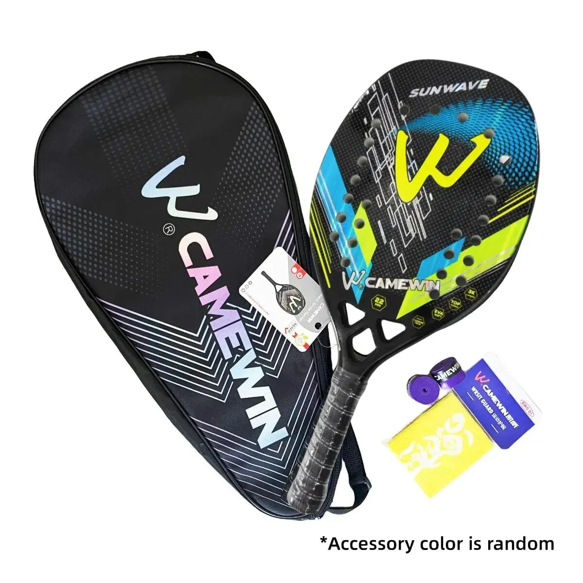 Beach Tennis Racket 3K Camewin Full Carbon Fiber Rough Surface Outdoor Sports Ball Racket For Men Women