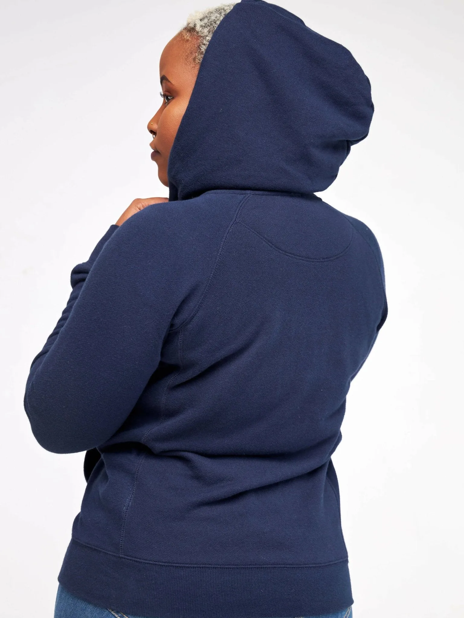 Hessed Zip Up Unisex Hoodies - Navy