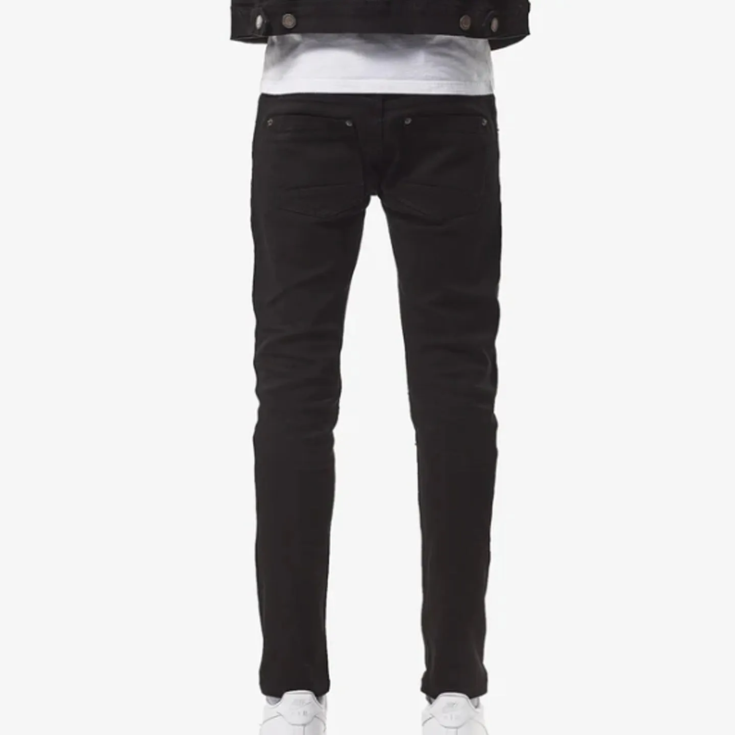 Copper Rivet Ripped Slim Jean (Jet Black)