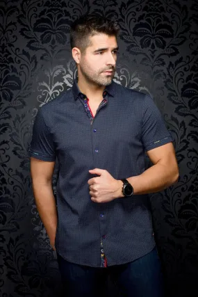 Au Noir  Extensible Short Sleeve Shirt | Marsden Black Royal