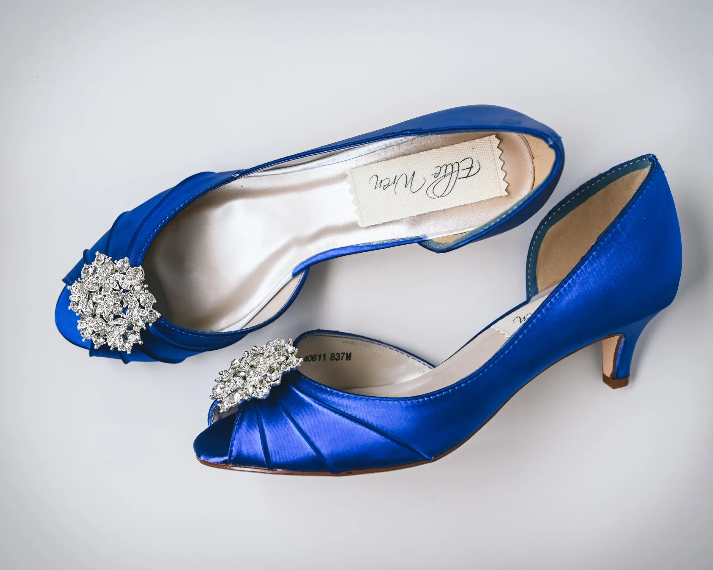 Abby Royal Blue Bridal Heels with Silver Vintage Adornment