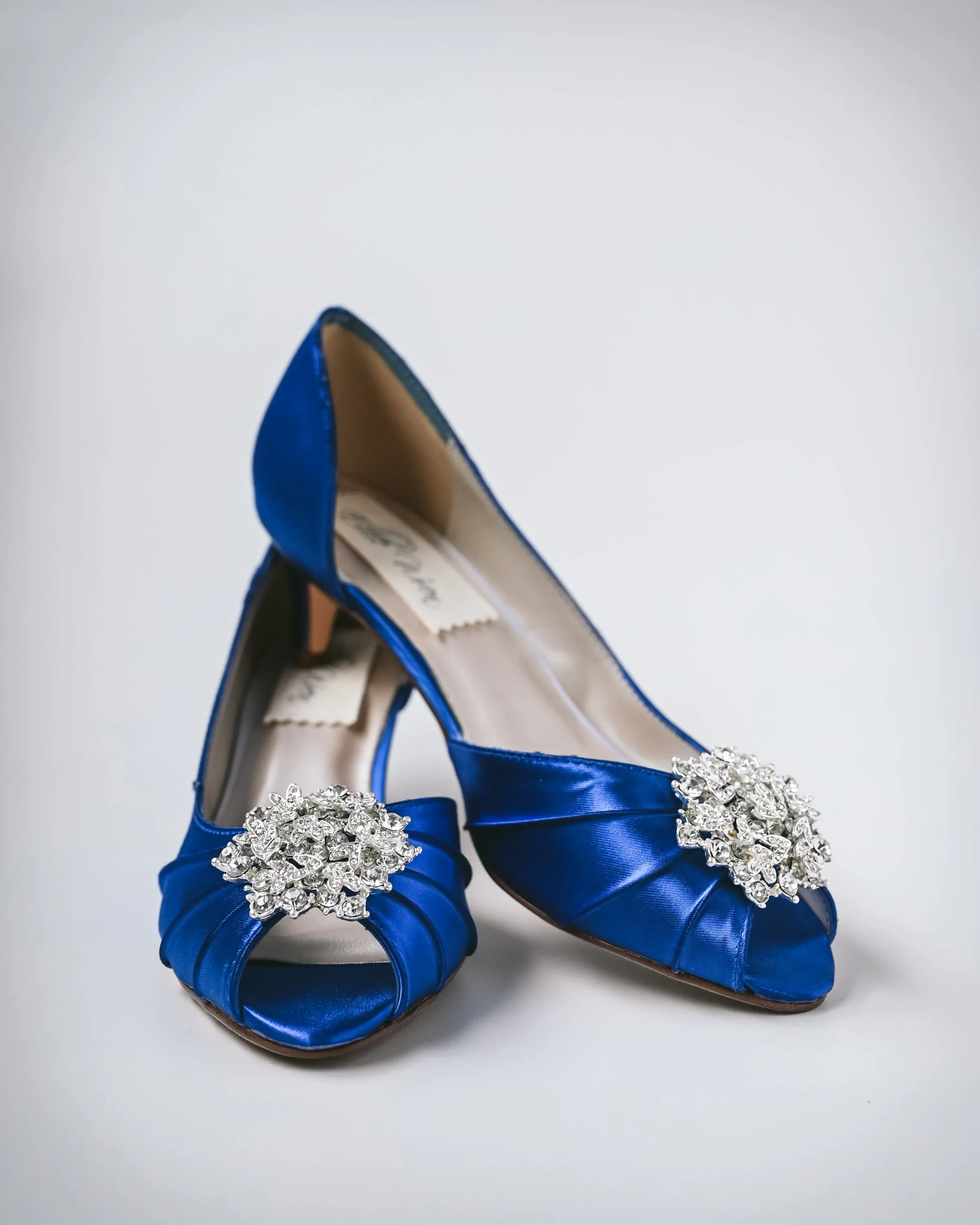 Abby Royal Blue Bridal Heels with Silver Vintage Adornment