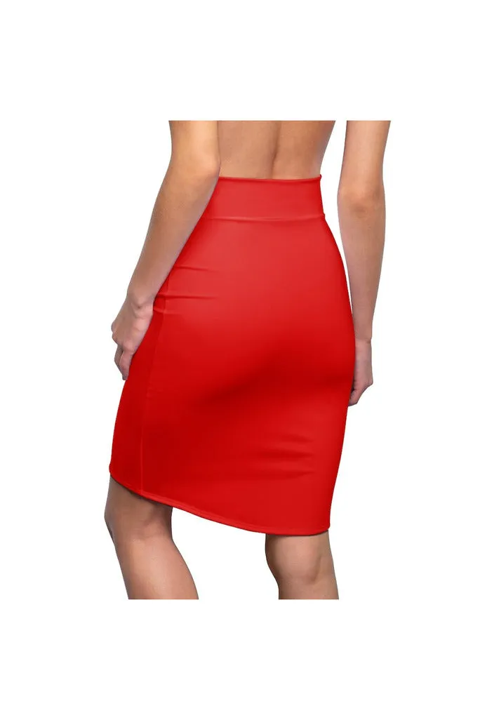 Lava Red Women's Pencil Skirt