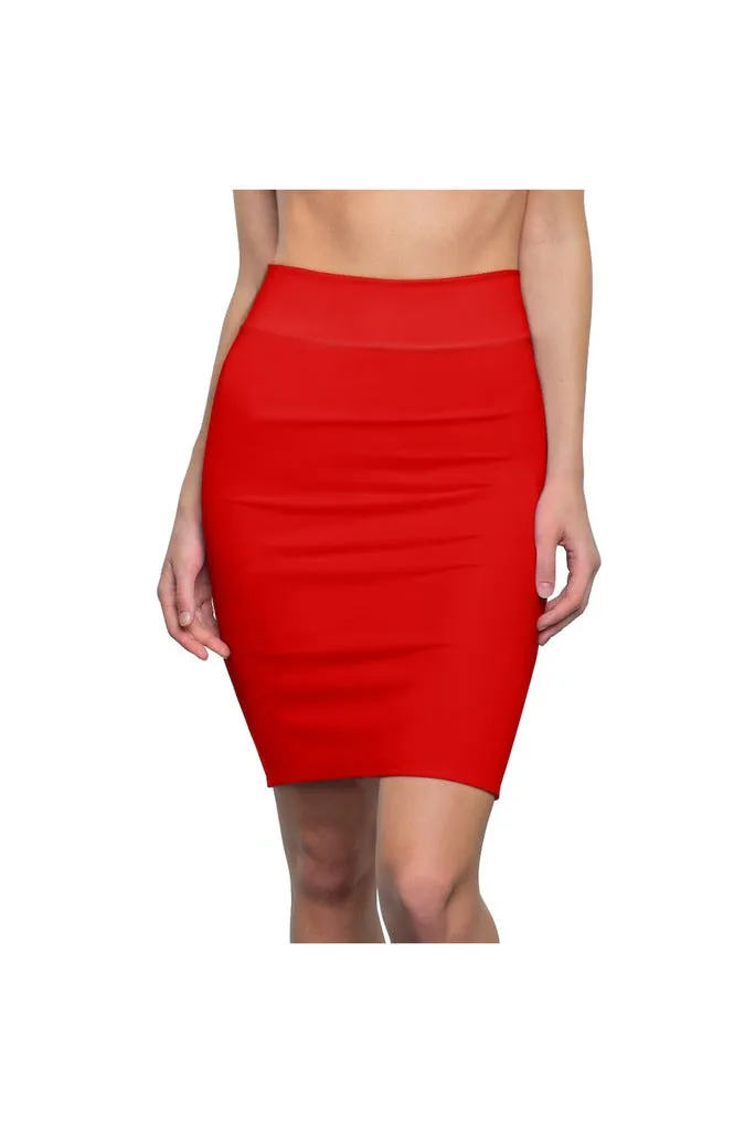 Lava Red Women's Pencil Skirt