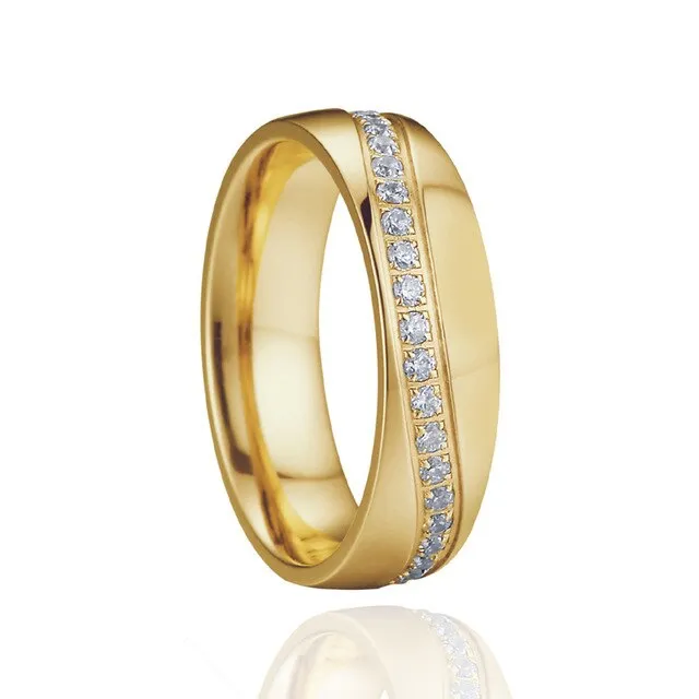 Cubic Zirconia and Gold-Plated Titanium Wedding Ring Set