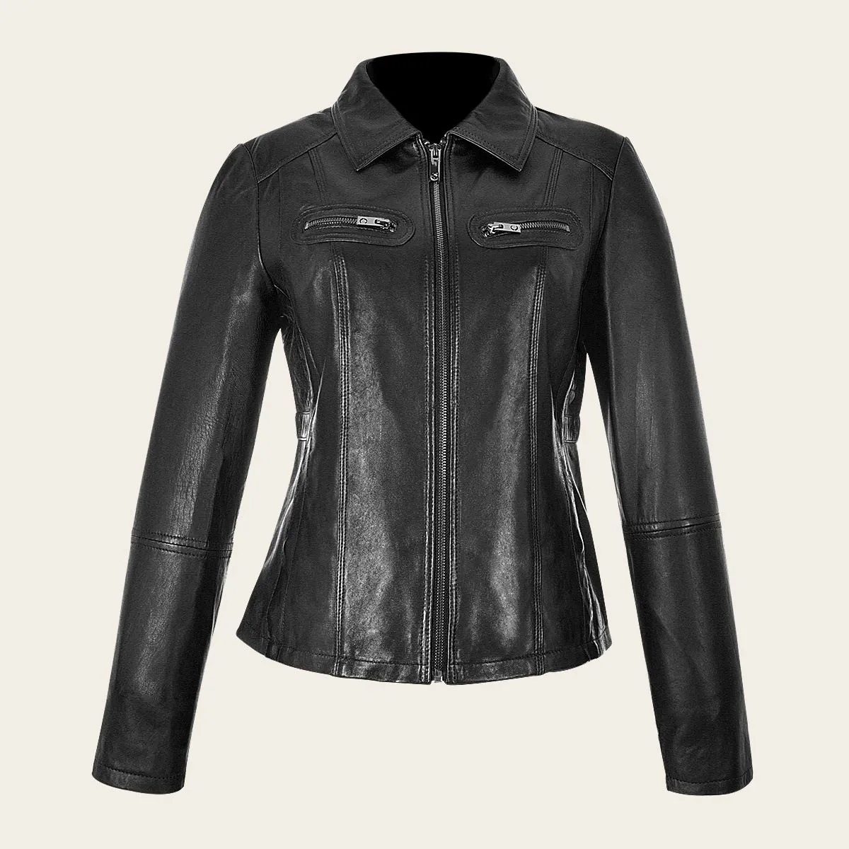 MCMP004 - Cuadra black dress casual fashion sheepskin leather jacket for women