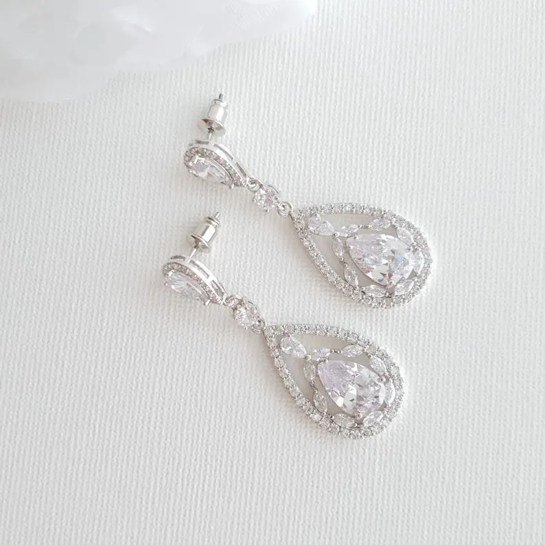 Crystal Wedding Earrings Drop-Esther