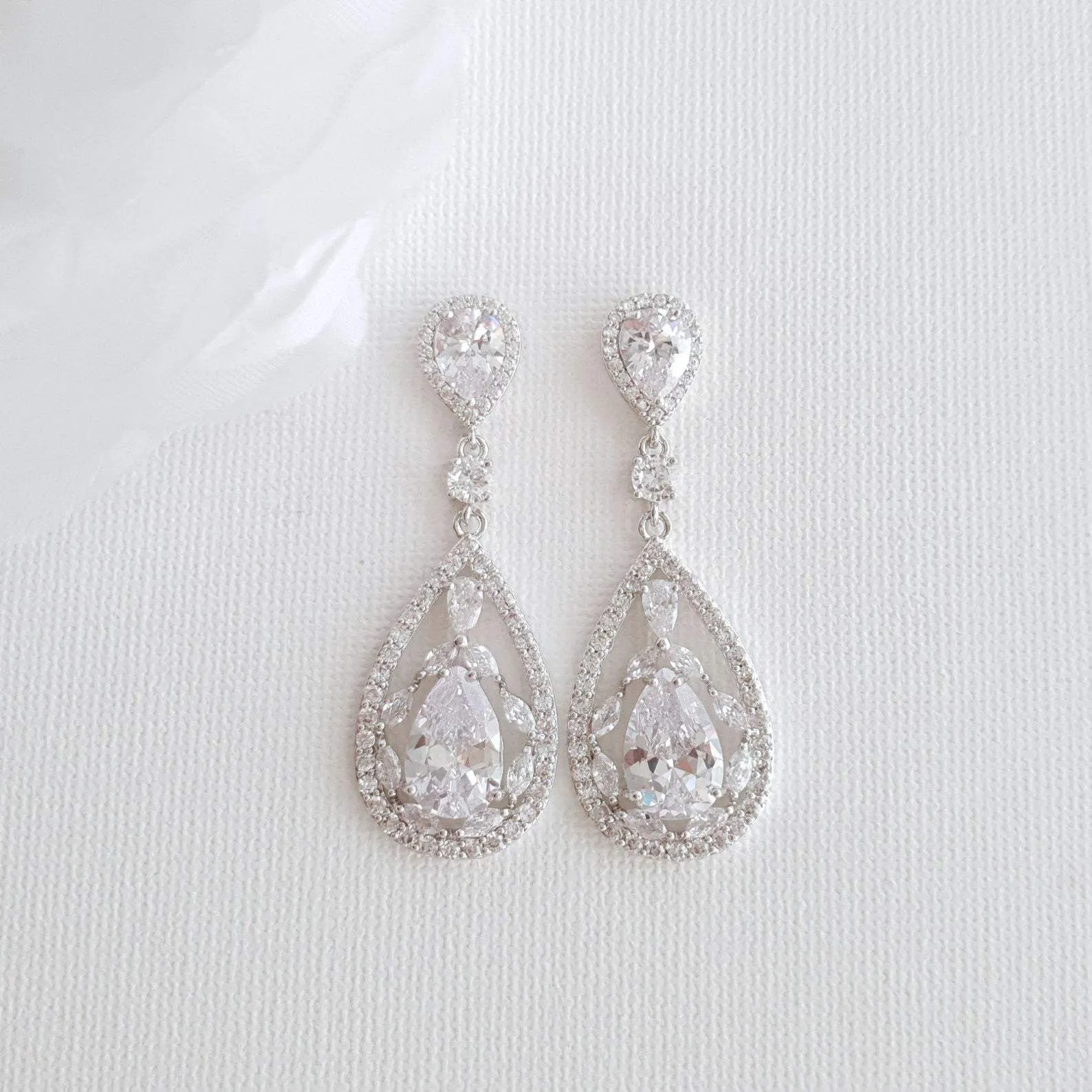 Crystal Wedding Earrings Drop-Esther