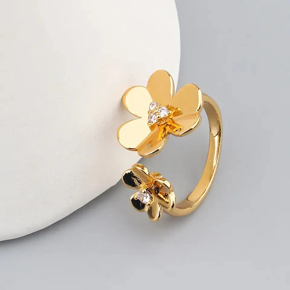 Flower Open Ring For Women Wedding Party Travel Ring Jewelry Copper Classic Ring Jewelry - S83332