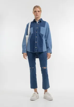 Contrast Denim Front Pocket Shirt