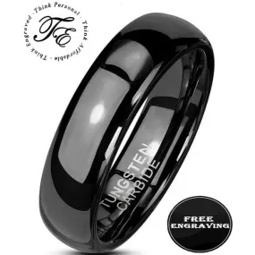 Custom Engraved Men's Black Tungsten Wedding Ring - Wedding Ring For Guy's