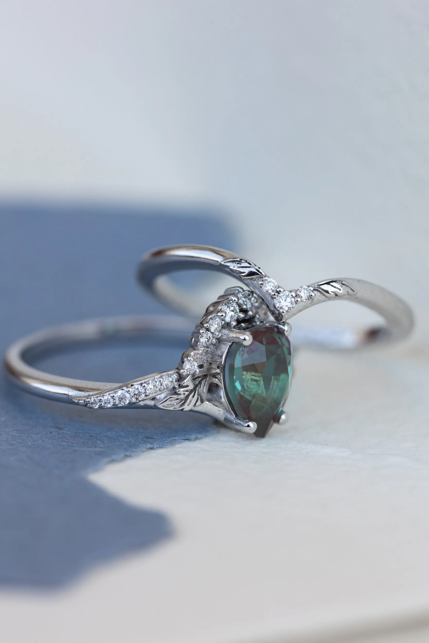 Nature inspired wedding ring / matching band for Amelia