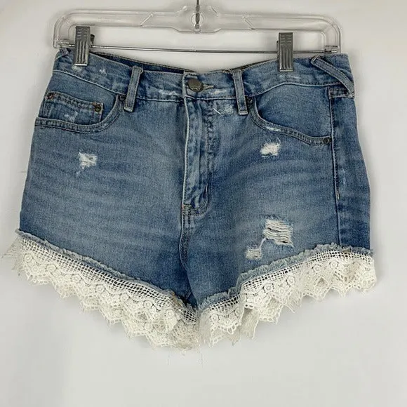 Denim w Lace Trim Free People Shorts