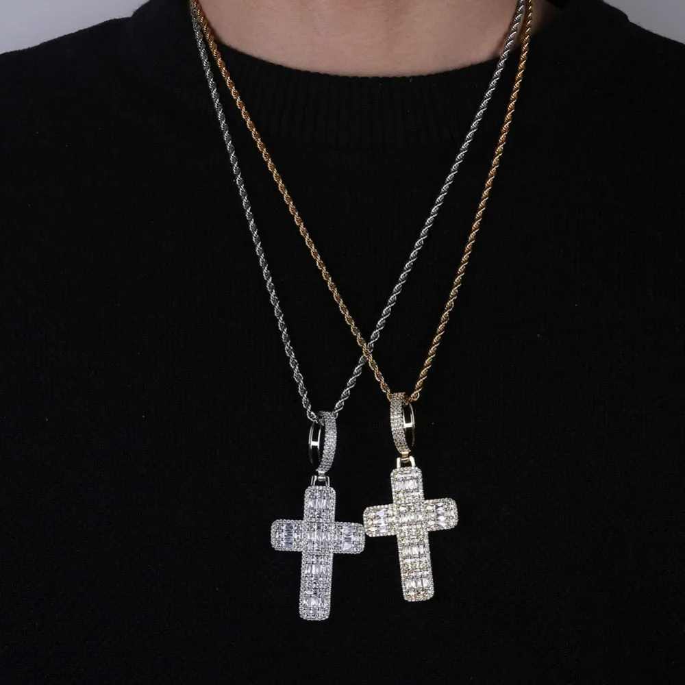 Fashion Cross Cubic Zirconia Hip-Hop Pendant Necklace