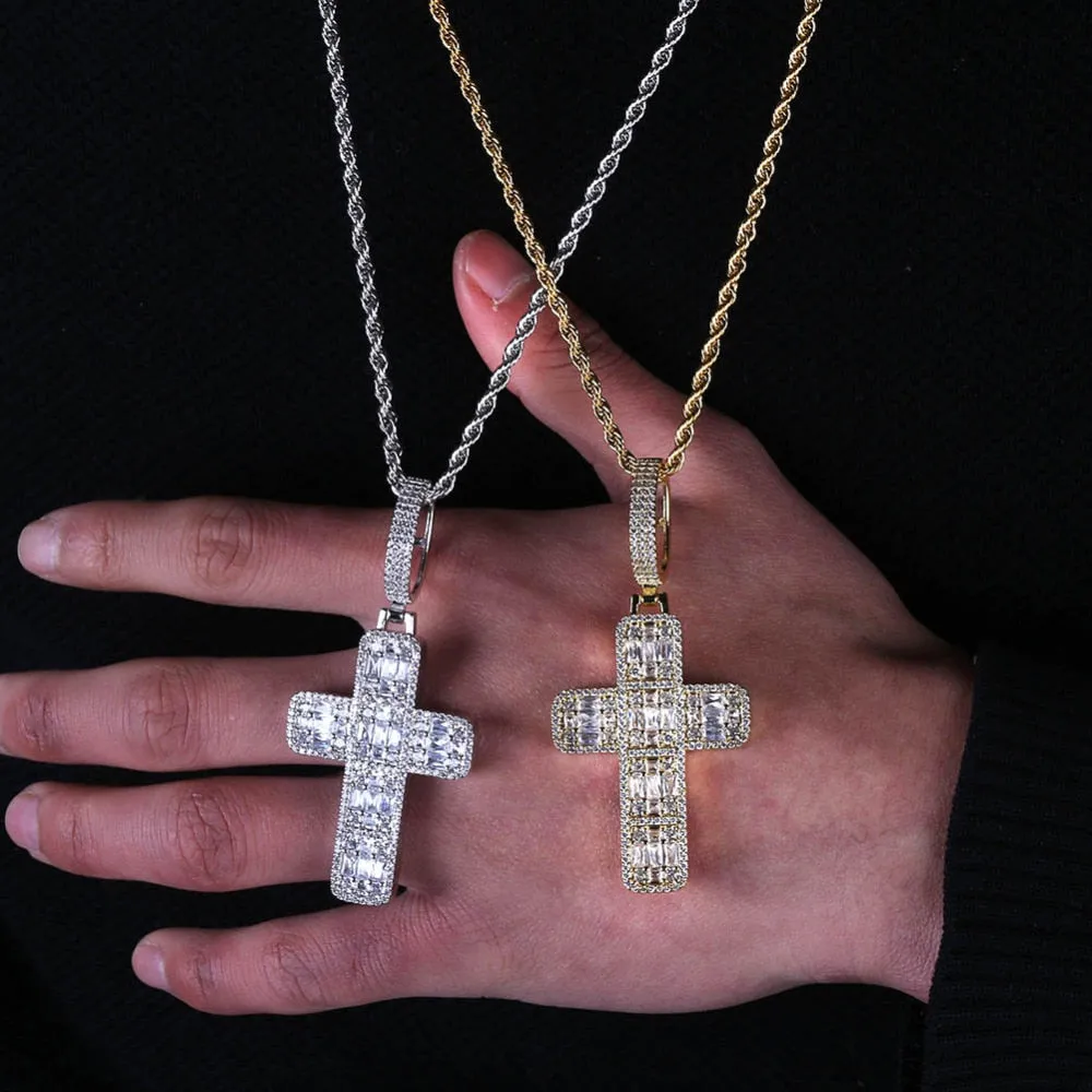 Fashion Cross Cubic Zirconia Hip-Hop Pendant Necklace