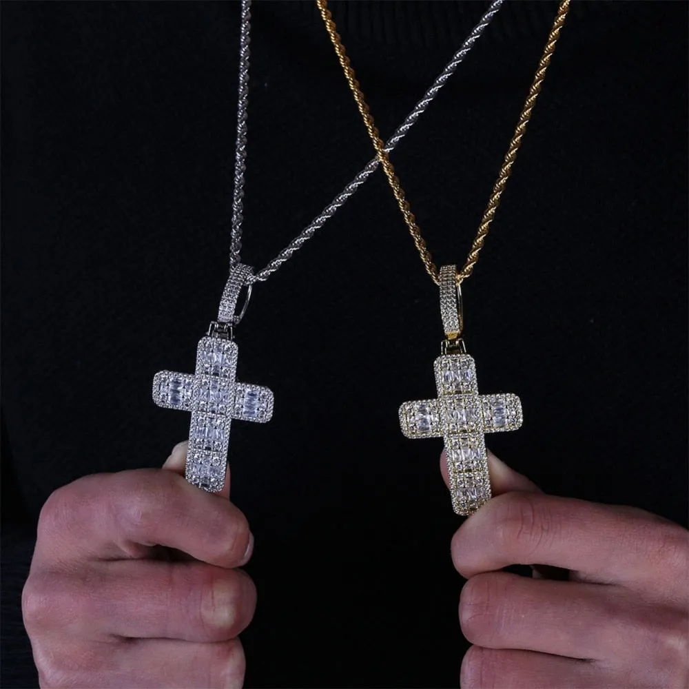 Fashion Cross Cubic Zirconia Hip-Hop Pendant Necklace