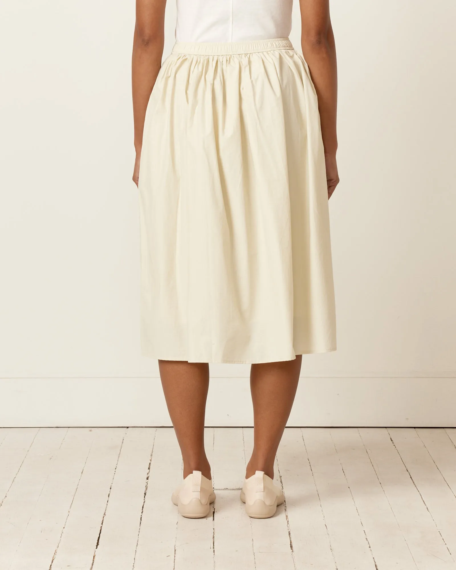 Gathered Midi Skirt in Cream