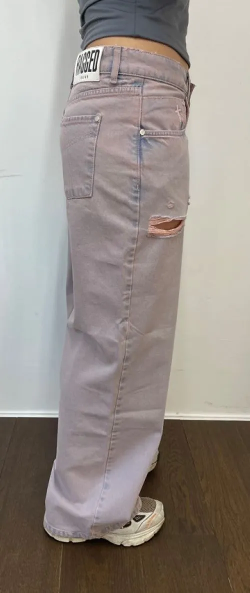 The Ragged Priest Pink Wash Distressed Release Jeans