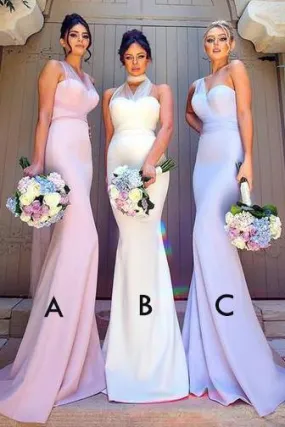 Elegant Mermaid Long Convertible Bridesmaid Dress Long Bridesmaid Dresses with Sash