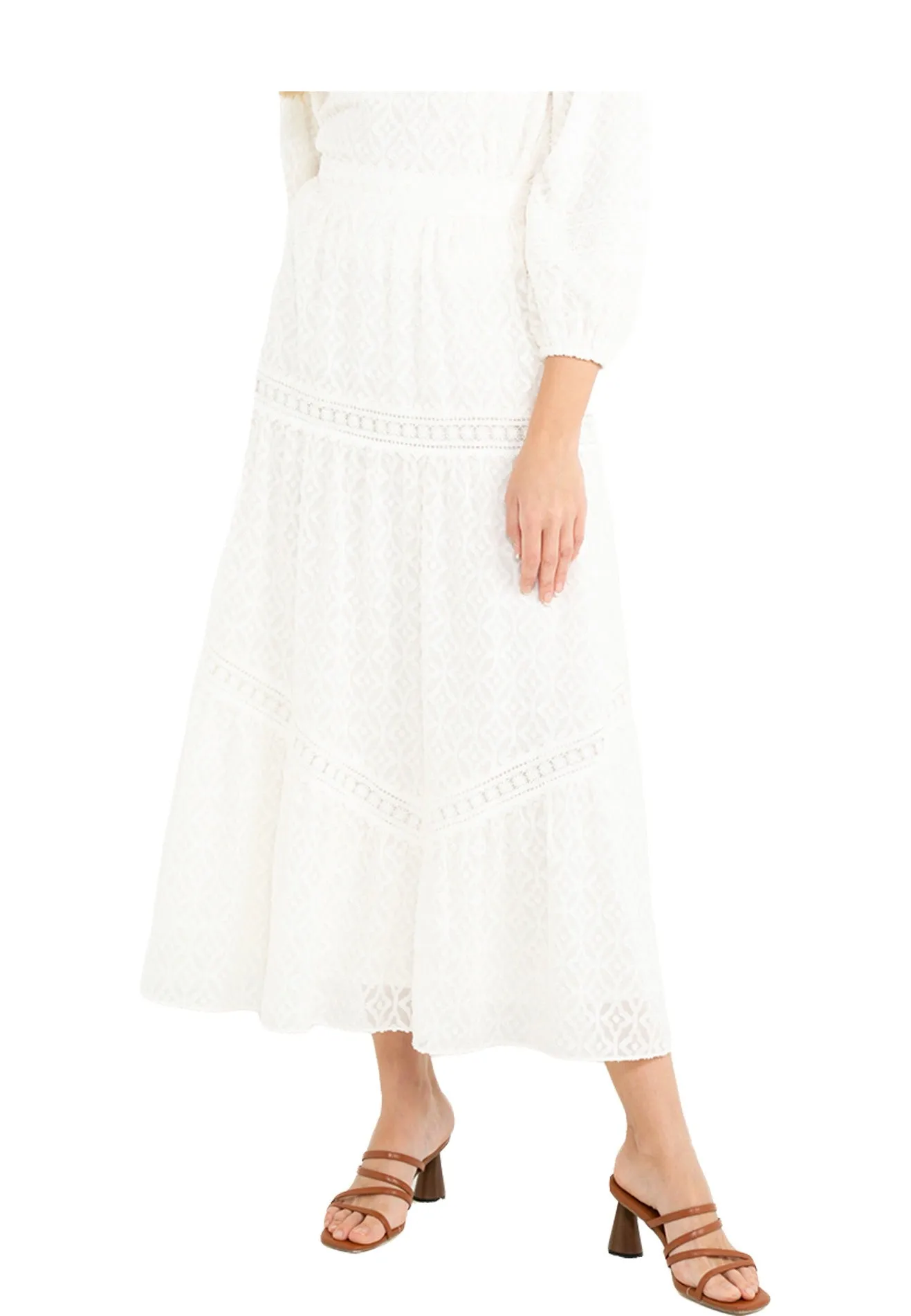 ELLE Apparel Tufted Lace Maxi Skirts