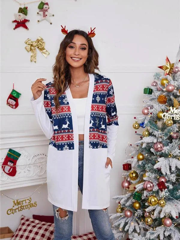 Christmas Print Casual  Women Cardigan Sweater