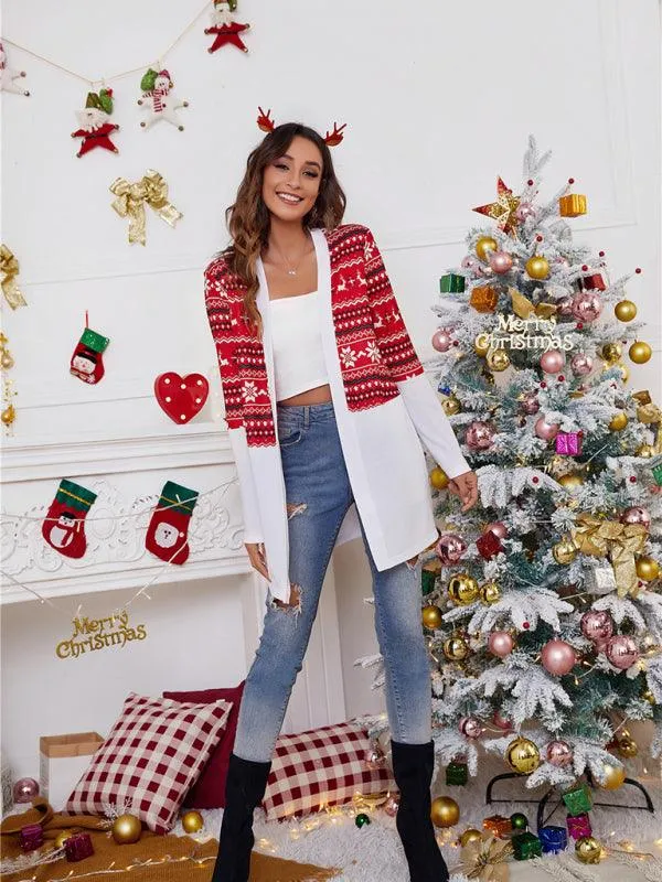 Christmas Print Casual  Women Cardigan Sweater