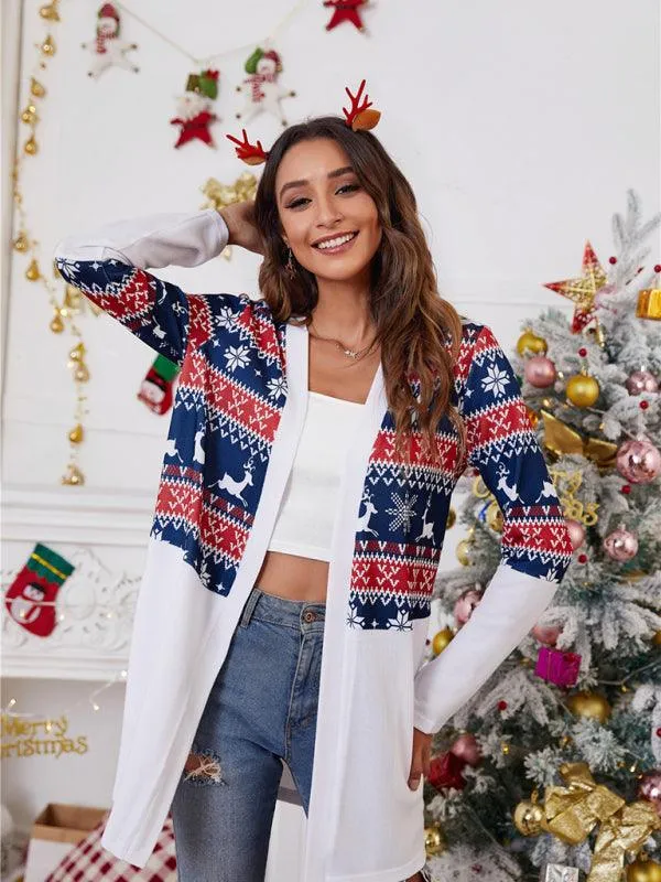 Christmas Print Casual  Women Cardigan Sweater