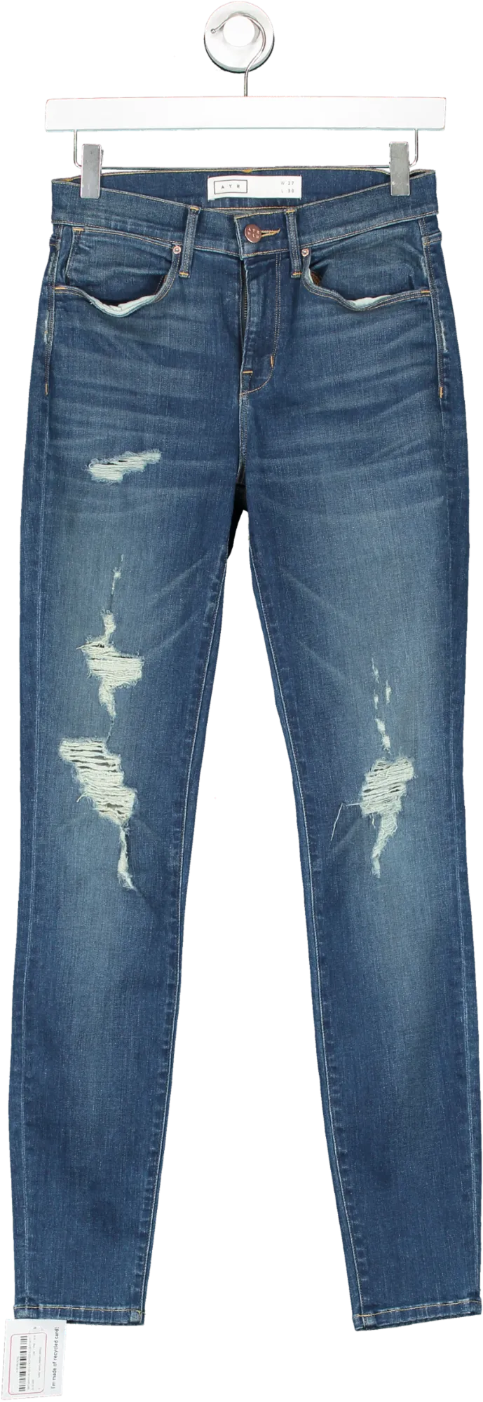 AYR Blue Ripped Detailed Denim Jeans W27