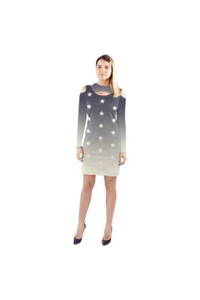 Falling Stars Cold Shoulder Long Sleeve Dress (Model D37)