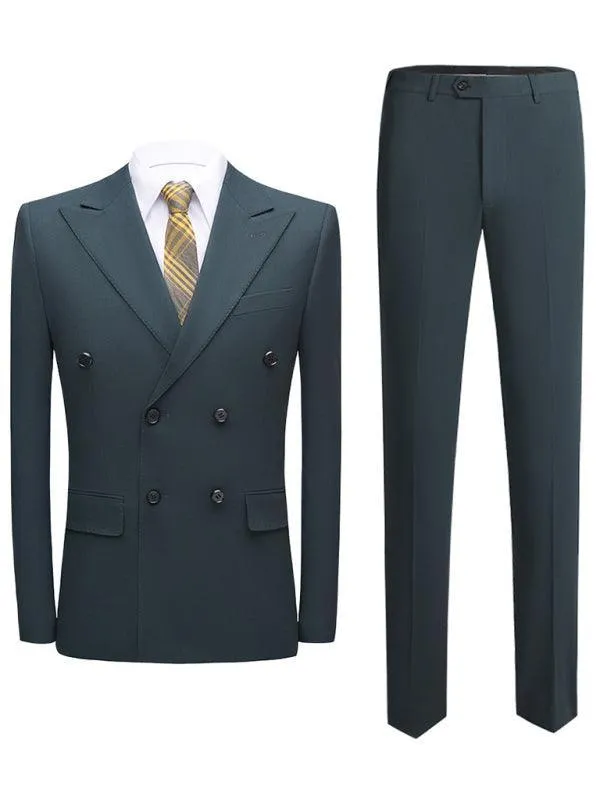 Green Double Breasted 2-Piece Suit