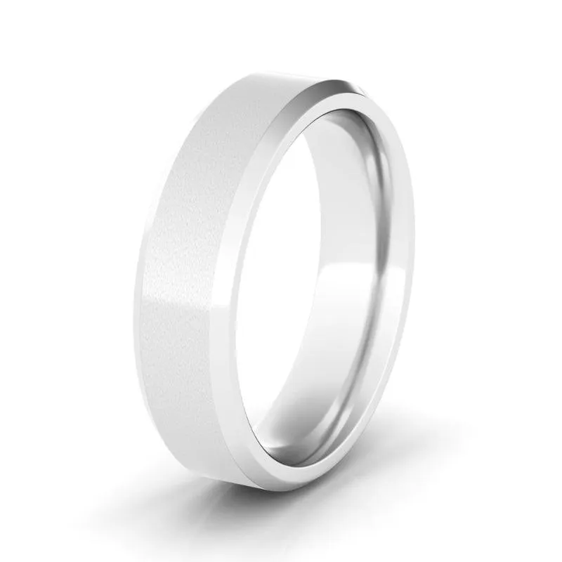 6mm Sand Blast Two Tone & Beveled Men's Wedding Band