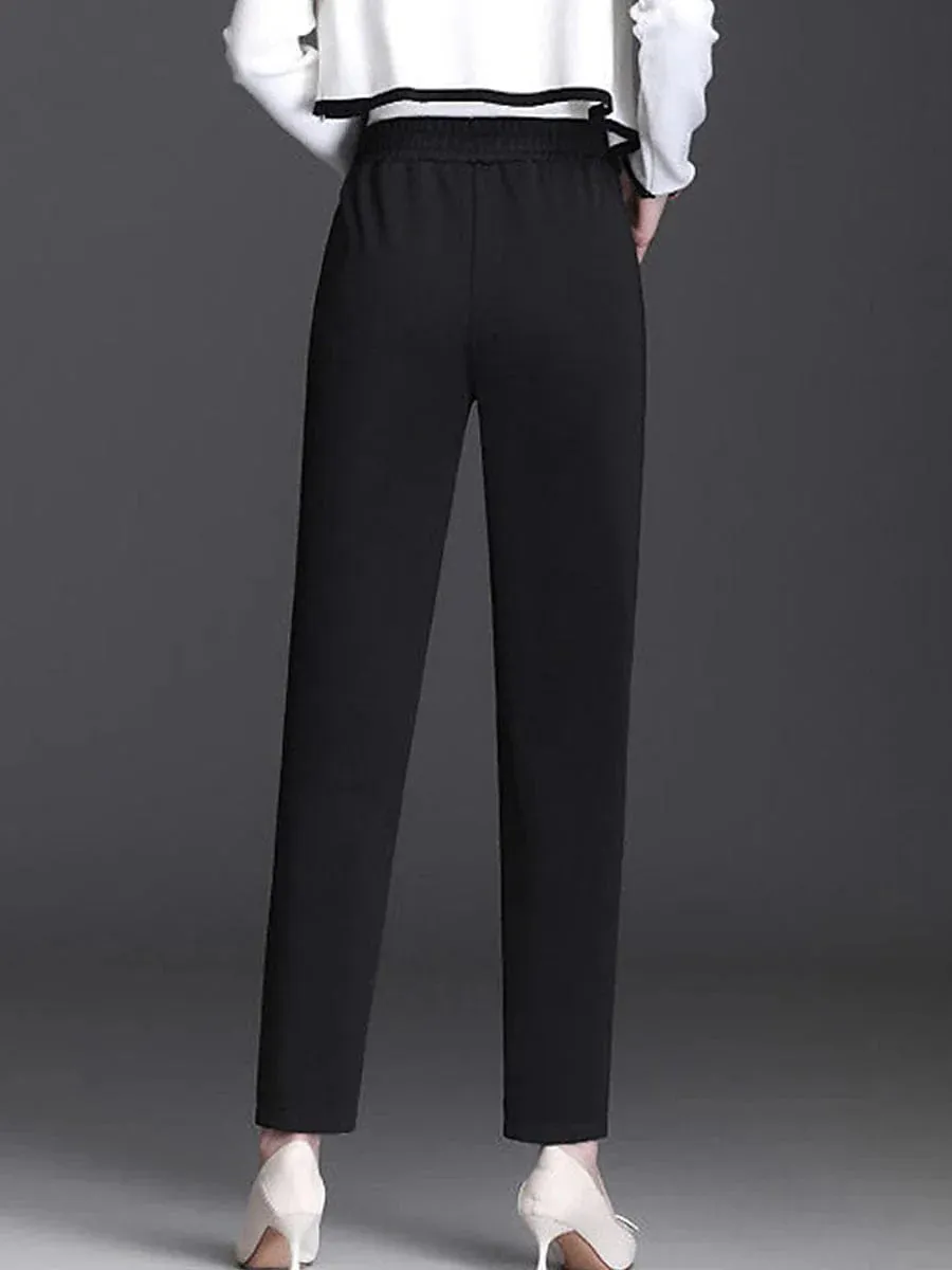 Versatile High Waist Skinny Dress Pants for Women in Black - S M