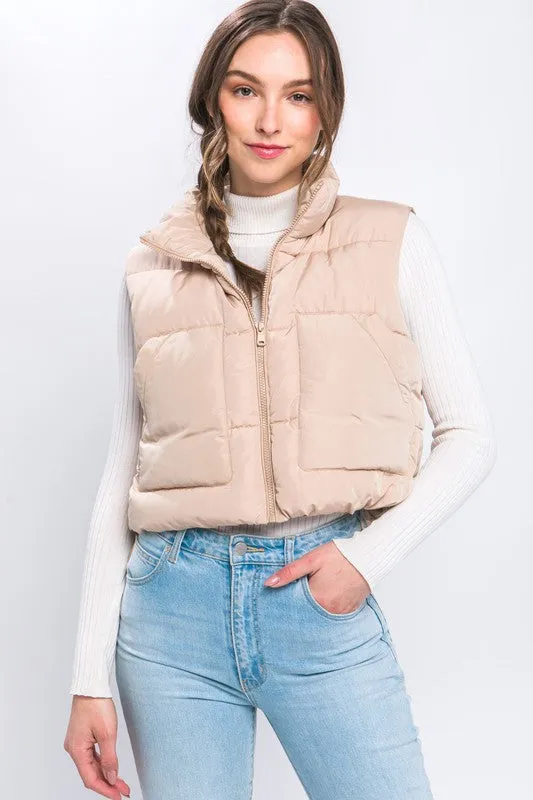 Zip It Up Puffer Vest With Pockets