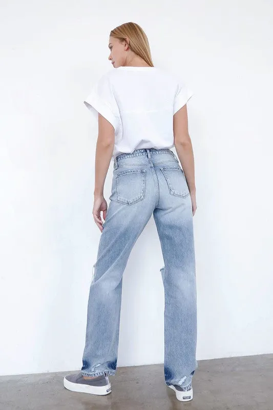 HIGH WAISTED LOOSE STRAIGHT JEANS