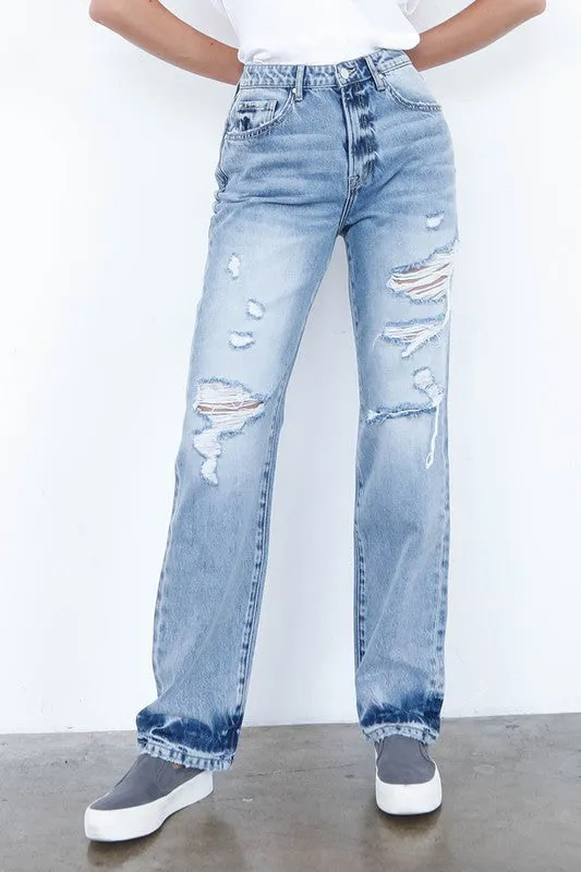 HIGH WAISTED LOOSE STRAIGHT JEANS