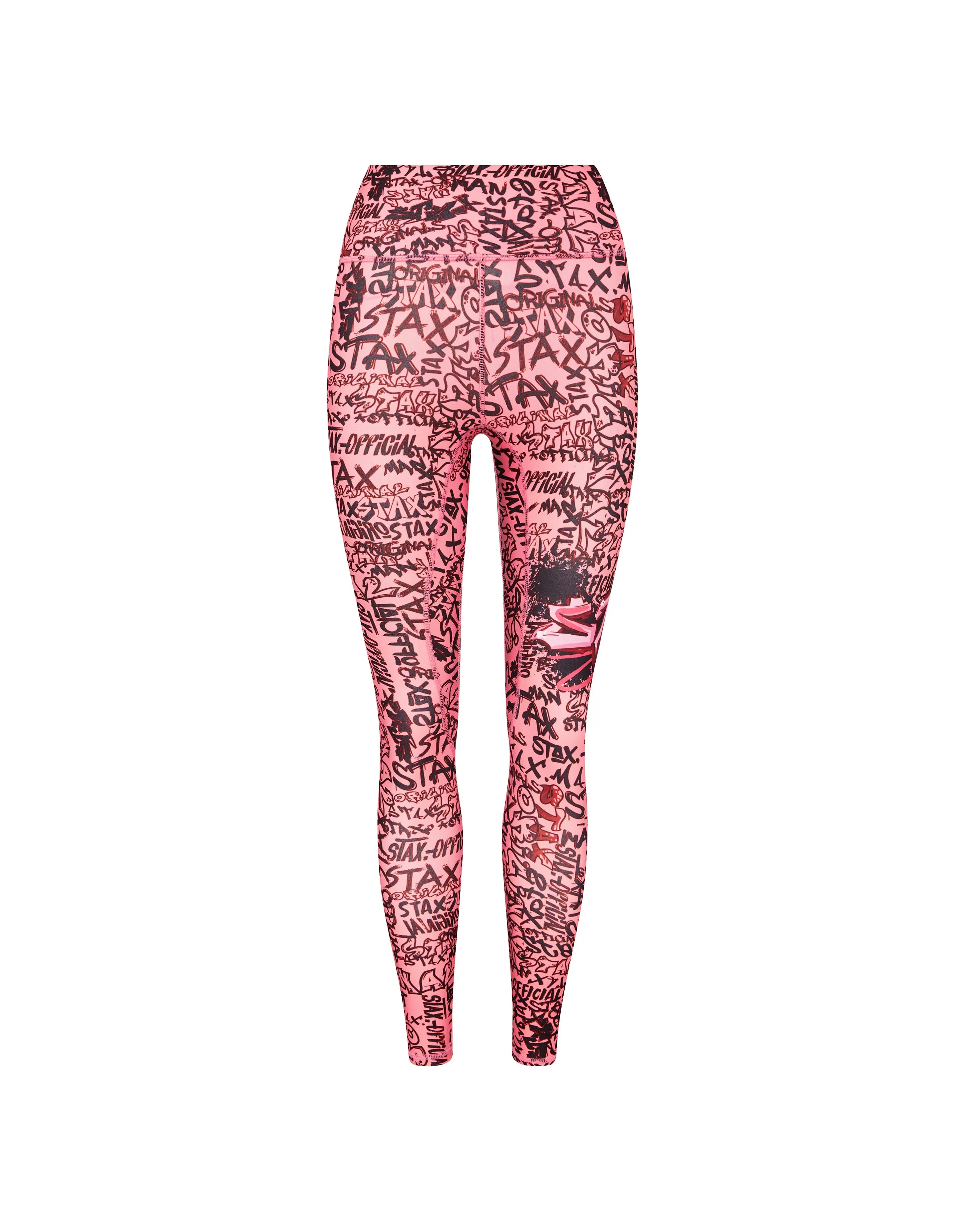 Graffiti Tights Full Length - Pink and Black