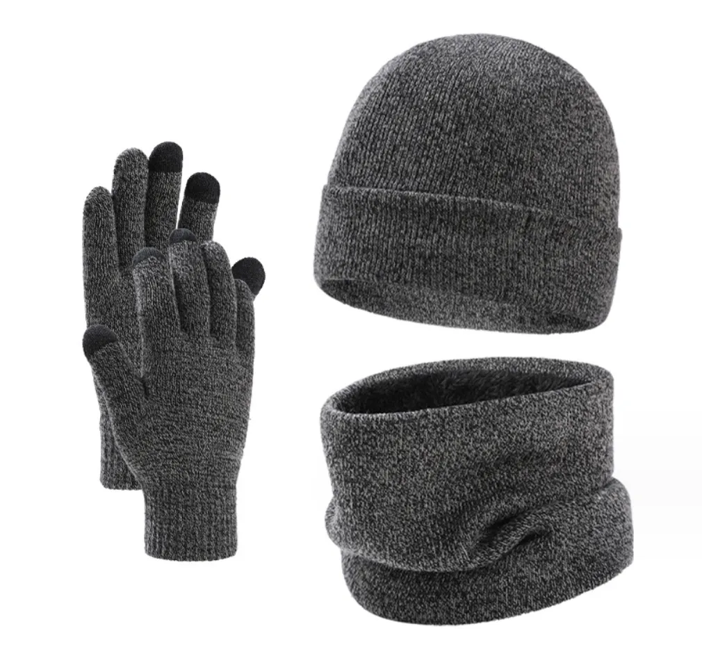 GRW Set Scarf, Hat and Glove  for Men and Women Warm Knit Winter