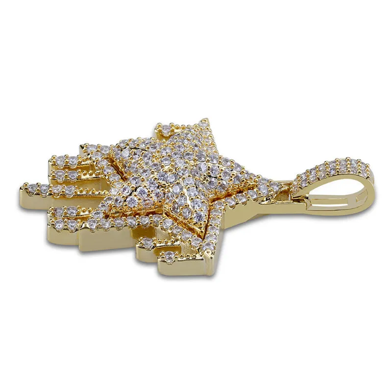 Hip-hop Style Full Zircon Five-pointed Star Pendant